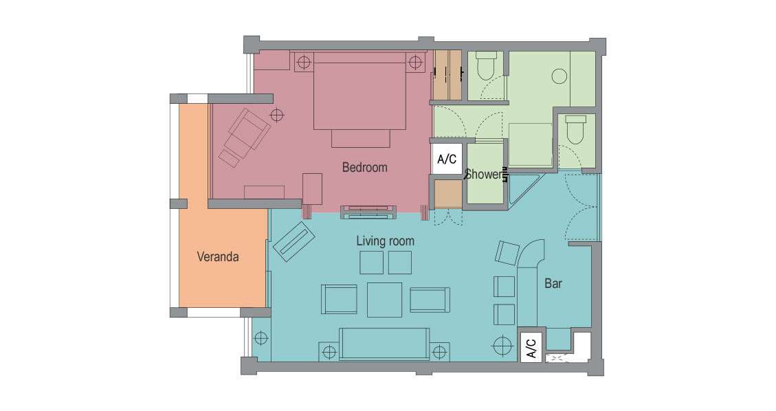 Deluxe Garden View Room Layout